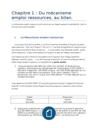 Du mécanisme emploi-ressource au bilan