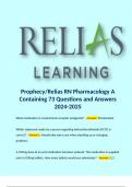 Prophecy/Relias RN Pharmacology A Containing 73 Questions and Answers 2024-2025