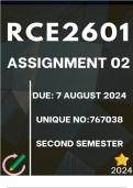 RCE2601 Assignment 2 (OPTION 1 & 2 COMPLETE ANSWERS) 2024 (767038) - DUE 7 August 2024