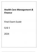 (ASU online) Health Care Management & Finance Final Exam Guide Q & S 2024.
