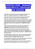 ASSISTED LIVING  MANAGER EXAM WITH ALL QUESTIONS AND ANSWERS 