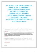 NC BLET CIVILPROCESS EXAM  WITH ACTUAL CORRECT  QUESTIONS AND VERIFIED  DETAILED ANSWERS  |FREQUENTLY TESTED  QUESTIONS AND SOLUTIONS  |ALREADY GRADED  A+|NEWEST|GUARANTEED PASS  |LATEST UPDATE