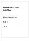 (ASU online) Innovation and the Individual Final Exam Guide Q & S 2024.