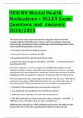 BEST ANSWERS HESI RN Mental Health Medications + NCLEX Exam Questions and Answers 2024/2025