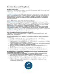 Business Research 1 summary, chapter 1/2/6/9/11/12/13/14