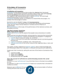 Principles of Economics Summary, Ch. 1/3/4/5/6/10/11/13/20/21/22/23/26/29