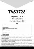 TMS3728 Assignment 3 (ANSWERS) 2024 - DISTINCTION GUARANTEED