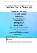 Solution Manual for Exploring Strategy Text And Cases 12th Edition Gerry Johnson, Richard Whittington| Complete Verified Chapter's |