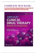 COMPLETE TEST BANK: For Abrams' Clinical Drug Therapy: Rationales for Nursing Practice 12th Edition by Geralyn Frandsen EdD RN (Author) latest Update 