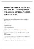 NEHA RS/REHS EXAM ACTUAL/NEWEST 2024 WITH WELL SORTED QUESTIONS AND ANSWERS /GRADED A+/BEST FOR THAT GOOD GRADE 