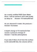 PADI Open Water Diver Final Exam with 100% Correct Answers