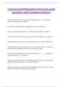 Commercial Refrigeration Final study guide Questions with Complete Solutions 