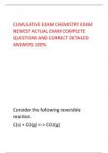 CUMULATIVE EXAM CHEMISTRY EXAM  NEWEST ACTUAL EXAM COMPLETE  QUESTIONS AND CORRECT DETAILED  ANSWERS 100%