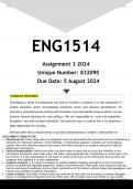 ENG1514 Assignment 3 (ANSWERS) 2024 - DISTINCTION GUARANTEED