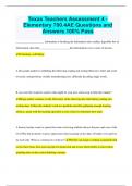 Texas Teachers Assessment 4 - Elementary 700.4AE Questions and  Answers 100% Pass
