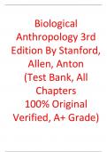 Test Bank For Biological Anthropology 3rd Edition By  Stanford Allen Anton