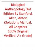 Solutions Manual For Biological Anthropology 3rd Edition By  Stanford Allen Anton