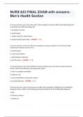 NURS 623 FINAL EXAM with answers- Men's Health Section