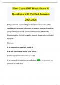 West Coast EMT Block Exam #3 Questions with Verified Answers 2024/2025