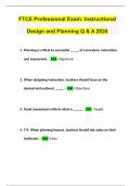 FTCE Professional Exam: Instructional Design and Planning Q & A 2024