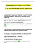 Advanced Health Assessment Exam 2024/2025,Answered Secure HighScore!