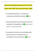 Advanced Health Assessment Final Test Exam with 100% Accurate Answers 2024