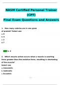 NASM CPT Final Exam 2024 Expected Questions and Answers (Verified by Expert)
