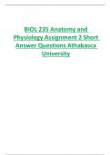 Athabasca  University BIOL 235 Anatomy and  Physiology Assignment 2 Short  Answer Questions 