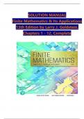 Finite Mathematics and Its Applications, 13 Edition Solution Manual by Larry J. Goldstein, Verified Chapters 1 - 12, Complete Newest Version