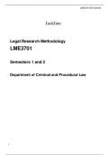  Legal Research Methodology LME3701  Semesters 1 and 2  Department of Criminal and Procedural Law