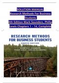 Research Methods For Business Students, 8th Edition Solution Manual by Mark Saunders, Philip Lewis, Verified Chapters 1 - 14, Complete Newest Version