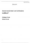 General tutorial letter to all LLB Students LLBALLF  College of Law School of Law