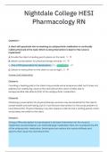 Nightingale College HESI Pharmacology RN questions with well-detailed Answers