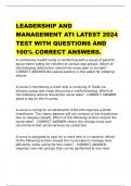 LEADERSHIP AND MANAGEMENT ATI LATEST 2024 TEST WITH QUESTIONS AND 100% CORRECT ANSWERS