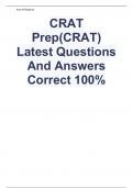 CRAT Prep(CRAT) Latest Questions And Answers Correct 100% (2024/2025)