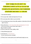 NEW YORK STATE DMV 19A CERTIFICATION ACTUAL EXAM 140 COMPLETE QUESTIONS AND ANSWERS 2024 2025 GRADED A+