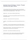 Quantitative Research Techniques + Statistics – Peregrine 69 questions with complete solutions