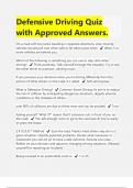 Defensive Driving Quiz with Approved Answers |Latest 2024/2025