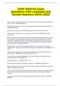 CCHT DAVITA exam  Questions with complete and Correct Answers 2024/2025