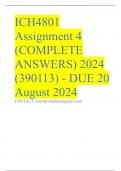 ICH4801 Assignment 4 (COMPLETE ANSWERS) 2024 (390113) - DUE 20 August 2024