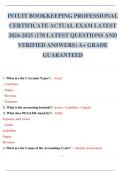 INTUIT BOOKKEEPING PROFESSIONAL CERTIFICATE EXAM LATEST 2024-2025 170 LATEST EXAM QUESTIONS WITH DETAILED VERIFIED ANSWERS (100% CORRECT) ALREADY GRADED A+ 2024 2025