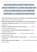 CSST BUILDING INSPECTION PRACTICE EXAM LATEST 2024-2025 (150 ACTUAL QUESTIONS AND DETAILED VERIFIED ANSWERS (100% CORRECT) ALREADY GRADED A+ 2024 2025