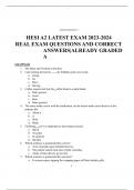 HESI A2 LATEST EXAM 2023-2024 REAL EXAM QUESTIONS AND CORRECT ANSWERS|ALREADY GRADED A