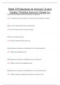 Math 230 Questions & Answers | Latest Update | Verified Answers | Grade A+