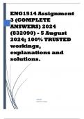 ENG1514 Assignment 3 (COMPLETE ANSWERS) 2024 (832090) - 5 August 2024; 100% TRUSTED workings, explanations and solutions.