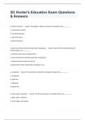 SC Hunter's Education Exam Questions & Answers.