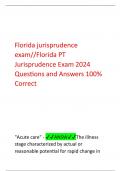 Florida jurisprudence  exam//Florida PT  Jurisprudence Exam 2024  Questions and Answers 100%  Correct