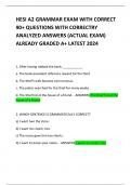 HESI A2 GRAMMAR EXAM WITH CORRECT 90+ QUESTIONS WITH CORRECTRY ANALYZED ANSWERS (ACTUAL EXAM) ALREADY GRADED A+ LATEST 2024         