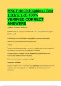 BEST ANSWERS MNGT-4800-Hopkins : Test 1 (Ch's. 1-3) 100%  VERIFIED CORRECT  ANSWERS