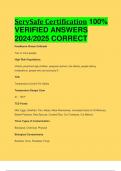 BEST ANSWERS ServSafe Certification 100%  VERIFIED ANSWERS  2024/2025 CORRECT